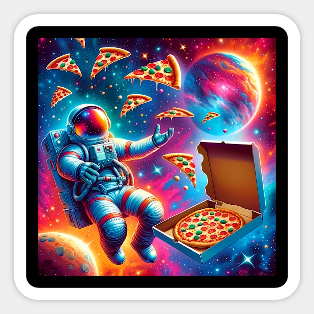 Astronaut in Space with Pizza, Love Eating Sticker by dukito